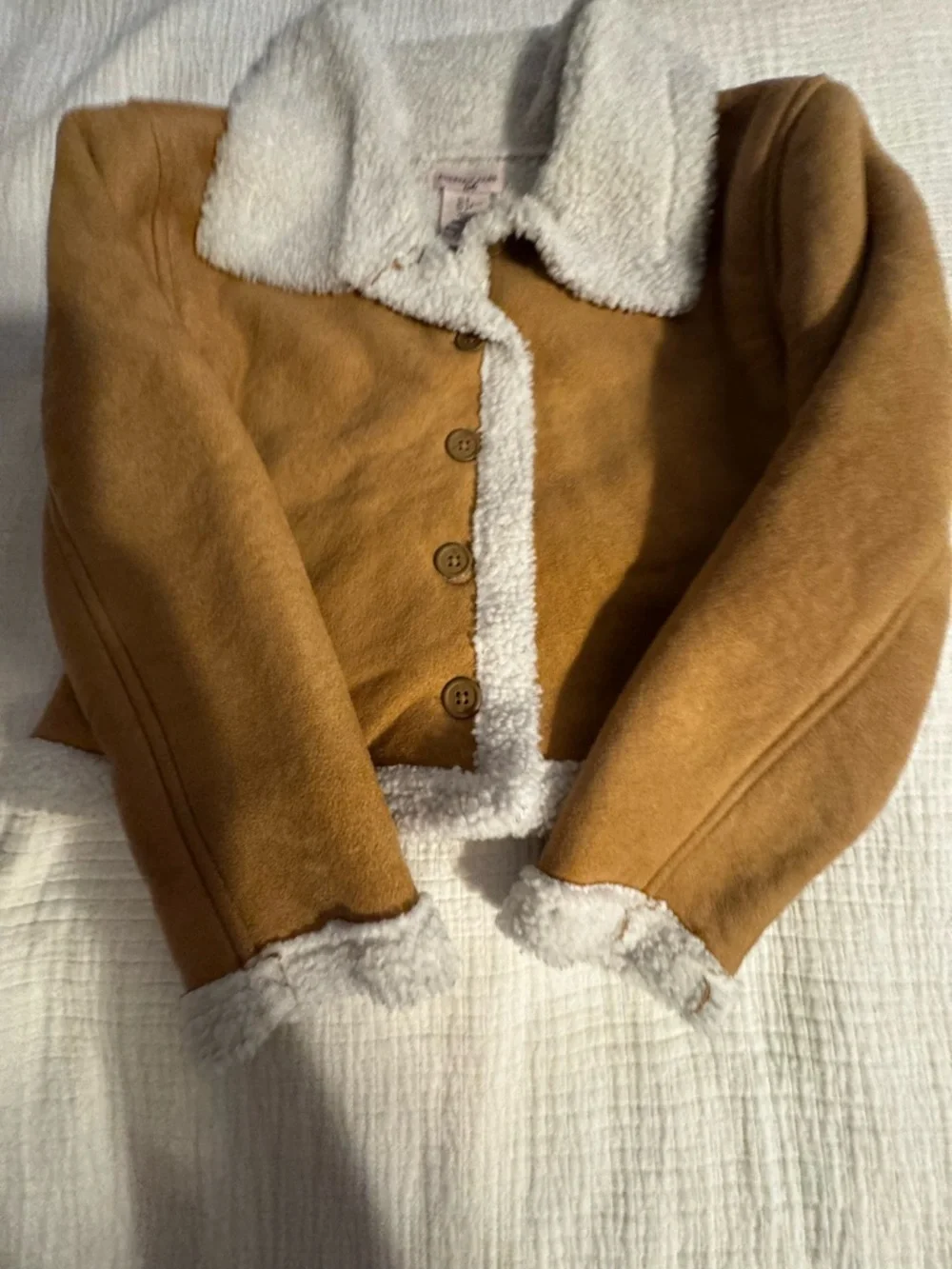 Sincerely Jules Girls Faux Shearling Jacket Brown Size 8 Button-Up Fall Coat - Picture 6 of 9